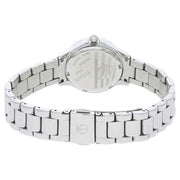 Titan 95024SM01 quartz watch with silver dial, stone-studded bezel, decorative sub-dial and push-button clasp