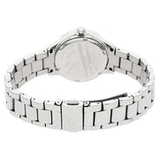 Titan 95024SM02 30mm women's analog watch with purple dial, silver metal strap and push-button clasp