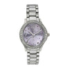 Titan 95024SM02 purple dial quartz analog watch with silver stainless steel strap for women 30mm