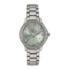 Titan 95024SM03 green dial quartz analog watch with silver stainless steel strap for women 30mm