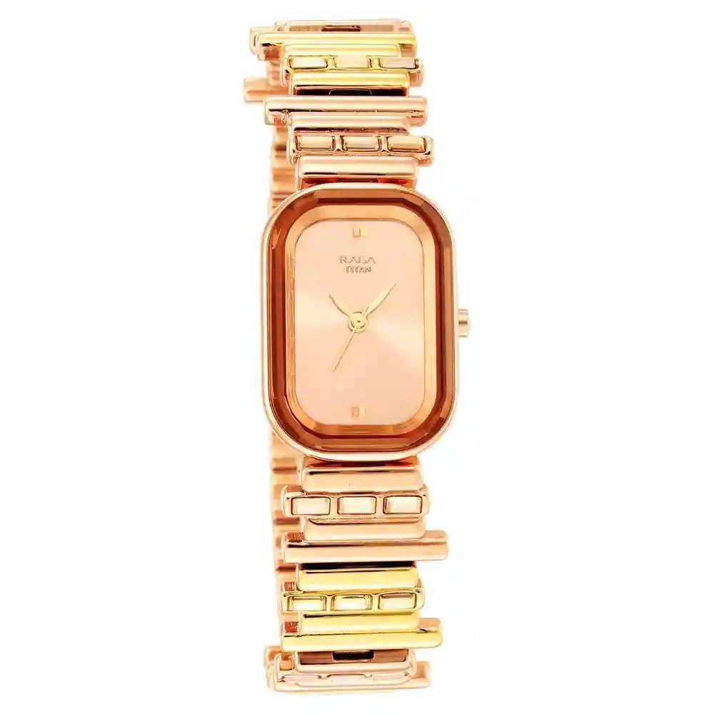Titan 95154KM01 Raga Love All Rose Gold Dial Quartz Analog Watch with Two-Tone Metal Strap for Women 20mm