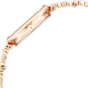 Titan 95154KM01 women's watch with rose gold oval dial and two-tone metal strap