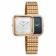 Titan 95343WM01 Raga Glimmers quartz analog watch with special-shaped case and rose gold bracelet