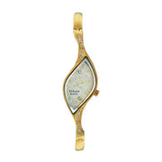 Titan 9710YM01 Raga white dial quartz analog watch with golden metal strap for women 17mm