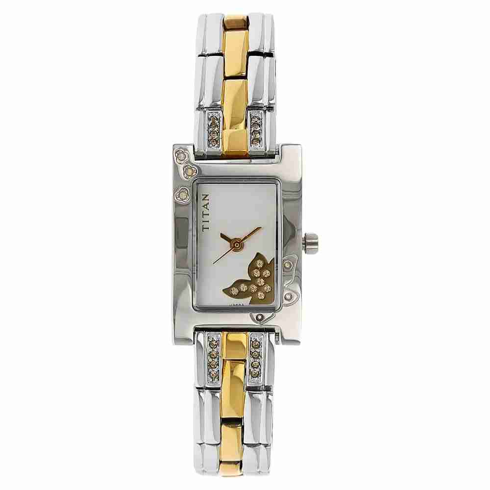Titan 9716BM01 Raga Silver Dial Quartz Analog Two-Tone Metal Strap Watch for Women 19.7mm