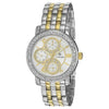Titan 9743BM01 silver dial quartz analog watch with two-tone metal strap for women 34mm