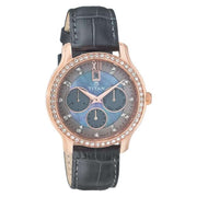 Titan 9956WL03 mother of pearl dial quartz analog watch with black leather strap for women 38mm