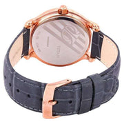Titan 9956WL03 round quartz watch with mother of pearl dial, three sub-dials and copper-tone detailing