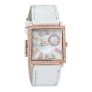 Titan 9961WL01 mother of pearl dial quartz analog watch with date and white leather strap for women 30mm
