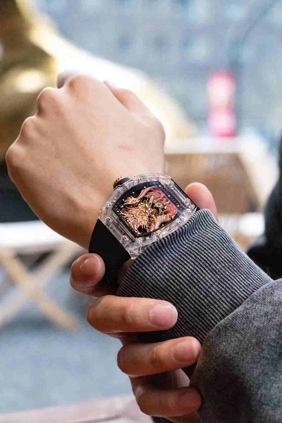 CM001-058 Men's Crystal Case Automatic Watch 42mm