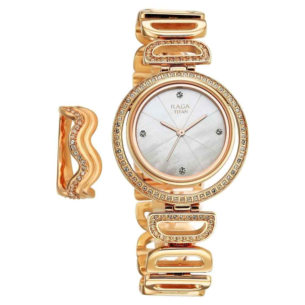 Titan Raga Glimmers 95329WM01F Women's Quartz Watch 32mm