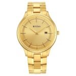 TITAN 90142YM01 - Classique Slimline Champagne Dial Stainless Steel Strap Watch